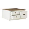 Hardwick Coffee Table - Square - White Wood - 6 Drawer