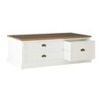 Hardwick Coffee Table - White Wood - 3 Drawer - Low