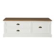 Hardwick Coffee Table - White Wood - 3 Drawer - Low