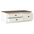 Hardwick Coffee Table - White Wood - 3 Drawer - Low