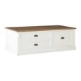 Hardwick Coffee Table - White Wood - 3 Drawer - Low