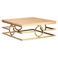 Jana Coffee Table - Square - Oak and Gold Metal