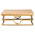 Jana Coffee Table - Square - Oak and Gold Metal
