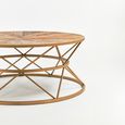 Jodi Coffee Table - Round - Elm Wood and Gold Metal