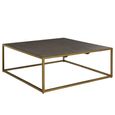 Kempton Coffee Table - Square - Grey Faux Shagreen with Gold Metal