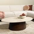 Brix Bottecino Coffee Table - Oval - Low - Chestnut - Ceramic and Mango Wood