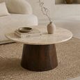 Brix Bottecino Coffee Table - Round - Chestnut - Ceramic and Mango Wood