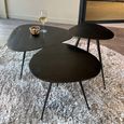 Brix Loua Coffee Table - Triangle - Set of 3 - Black - Mango Wood and Metal