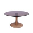 Brix Faye Coffee Table - Round - Almond - Glass and Mango Wood