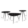 Brix Loua Coffee Table - Triangle - Set of 3 - Black - Mango Wood and Metal