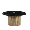 Brix Nova Coffee Table - Round - Fluted Base - Black - Marble and Mango Wood