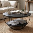 Brix Evan Coffee Table - Round - Large - Black - Mango Wood and Metal