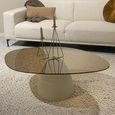 Brix Mylon Coffee Table - Abstract - Large - Off White - Glass and Metal