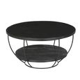 Brix Evan Coffee Table - Round - Large - Black - Mango Wood and Metal