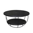 Brix Evan Coffee Table - Round - Small - Black - Mango Wood and Metal