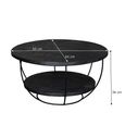 Brix Evan Coffee Table - Round - Small - Black - Mango Wood and Metal