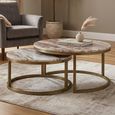 Bottega Coffee Table - Round - 2 Tier - Blush Beige - Marble and Metal