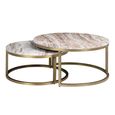 Bottega Coffee Table - Round - 2 Tier - Blush Beige - Marble and Metal
