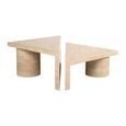 Fictus Travertine Beige Traingular 2 Tier Coffee Tables