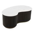 Mayfield White Marble Top 2 Tier Coffee Tables - Dark Wood Fluted Base