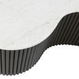 Mayfield White Marble Top 2 Tier Coffee Tables - Dark Wood Fluted Base