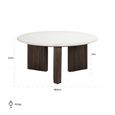Mayfield White Marble Top Round Coffee Table - Dark Wood Fluted Base