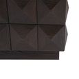 Claremont Dark Wood Square Geometric Coffee Table with Travertine Top
