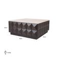 Claremont Dark Wood Square Geometric Coffee Table with Travertine Top