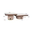 Willox Curved Coffee Table - Set of 2 - Square - Beige and Brown - Glass and Oak