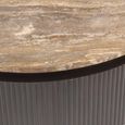 Russo Coffee Table - Round - Fluted Base - Ash Brown - Travertine Top