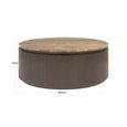 Russo Coffee Table - Round - Fluted Base - Ash Brown - Travertine Top