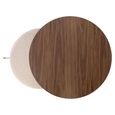 Windsor Coffee Table - 2 Tier - Round - Beige and Walnut - Wood and Fabric