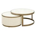 Tivoli Fluted Coffee Table - 2 Tier - Round - White - Ceramic