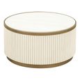 Tivoli Fluted Coffee Table - 2 Tier - Round - White - Ceramic