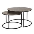 Asher Coffee Table - 2 Tier - Round - Brown and Black - Metal