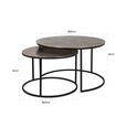 Asher Coffee Table - 2 Tier - Round - Brown and Black - Metal