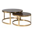 Conrad Coffee Table - 2 Tier - Round - Black and Gold - Marble and Metal