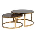 Conrad Coffee Table - 2 Tier - Round - Black and Gold - Marble and Metal