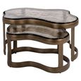 Fairfield Coffee Table - Set of 2 - Abstract - Antique Brass - Glass and Metal