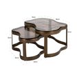 Fairfield Coffee Table - Set of 2 - Abstract - Antique Brass - Glass and Metal