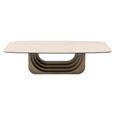 Maxfield Curved Coffee Table - Beige - Ceramic and Metal