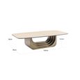 Maxfield Curved Coffee Table - Beige - Ceramic and Metal