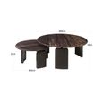 Menton Coffee Table - 2 Tier - Round - Burgundy - Marble and Brass