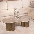 Abandos Coffee Table - Abstract - Sand and Antique Brass - Marble and Metal