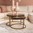 Cleo Coffee Table - 2 Tier - Round - Gold - Glass and Metal
