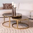 Conrad Coffee Table - 2 Tier - Round - Black and Gold - Marble and Metal