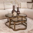 Fairfield Coffee Table - Set of 2 - Abstract - Antique Brass - Glass and Metal