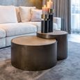Ronson Coffee Table - Set of 2 - Round - Beige - Travertine and Metal