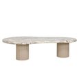 Coronel Beige Marble Coffee Table with Fluted Base