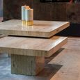 La Cantera Travertine Beige 2 Tier Square Coffee Tables